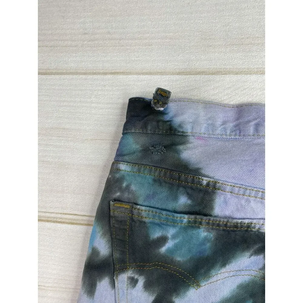 Vtg Levi’s 501 Jeans USA Made 38x34 UPCYCLED Tie Dye Distressed Button Fly 80 90
